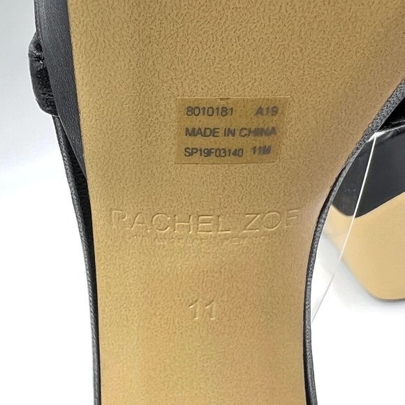 Rachel Zoe Size 11 Ella Black Leather Platform Block Heel Sandals Heels Shoes - Picture 13 of 15
